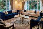 Gold & Marble Round Coffee Table Set of 2 for Living Room Nesting & Side Table