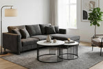 Black & Marble Round Coffee Table Set of 2 for Living Room Nesting & Side Table