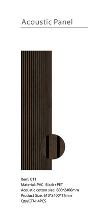 Wall Panel 01T - Walnut - Acoustic - 240cm - (1 pack / 4pcs)
