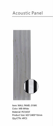 Wall Panel 01WK - White Marble - Acoustic - 240cm - (1 pack / 4pcs)