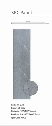 Wall Panel 07B - Grey Marble - Wall Board - 240cm - (1 pack / 4pcs)