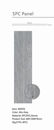 Wall Panel 07E - Mix Grey Marble - Wall Board - 240cm - (1 pack / 4pcs)