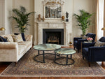 Black & Wave Marble Round Coffee Table Set of 2 for Living Room Nesting