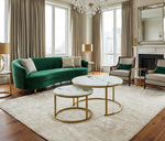 Gold & Marble Round Coffee Table Set of 2 for Living Room Nesting & Side Table