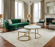 Gold & Marble Round Coffee Table Set of 2 for Living Room Nesting & Side Table