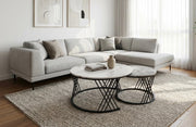 Black & Marble Round Coffee Table Set of 2 for Living Room Nesting & Side Table