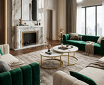 Gold & Marble Round Coffee Table Set of 2 for Living Room Nesting & Side Table