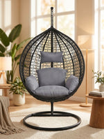 Alivio Rattan Weave Hanging Garden Egg Chair with Cushions for Indoor Outdoor