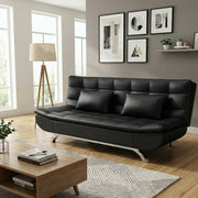 Kota leather Clic Clac Sofa Bed - Black