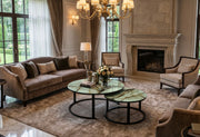 Delta Nest Grey/White Marble & Black Coffee Table