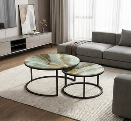 Delta Wave Nest Marble & Black Coffee Table