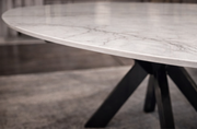 Milan Round Marble Dining Table with black base