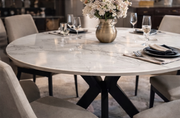 Milan Round Marble Dining Table with black base