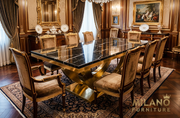 Valenci Black Marble & Gold Dining Table 200cm x 100cm