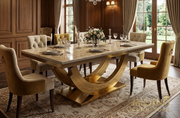 Valenci Cream Marble & Gold Dining Table 200cm x 100cm