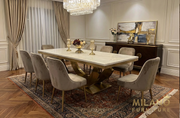 Valenci White Marble & Gold Dining Table 200cm x 100cm