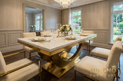Valenci White Marble & Gold Dining Table 200cm x 100cm
