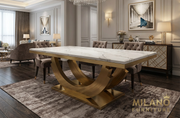 Valenci White Marble & Gold Dining Table 200cm x 100cm