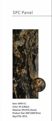 Wall Panel 011C - Gold and Black Marble - Wall Board - 240cm - (1 pack / 2pcs)